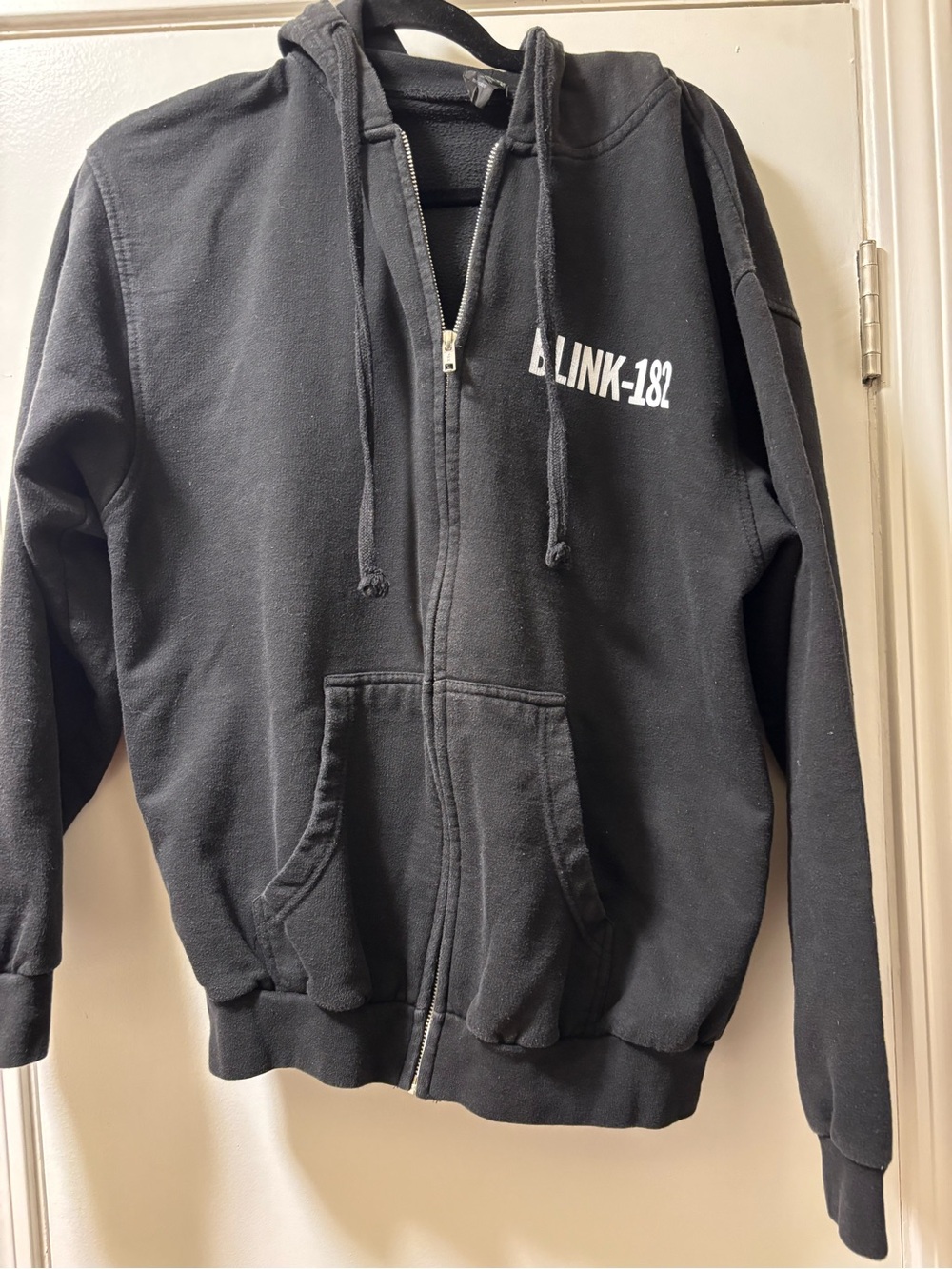 Black Blink-182 Zip-Up Hoodie for Men size Medium